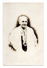 Elderly Senior Woman Dress Shawl Brooch Real Photo Postcard RPPC Unposted picture