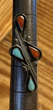 Navajo Vintage Sterling Ring Turquoise/Coral Size 6.5/6.5g🔥🔥🔥🔥 picture