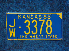 1958 Kansas WHEAT STATE License Plate picture