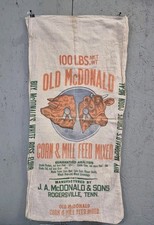 Vintage J.A. McDonald & Sons OLD MCDONALD  100lb Cloth Feedsack Rogersville  TN picture