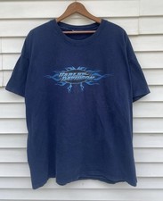 Vintage Harley-Davidson Blue flames Dudley Perkins Co. XXL T-Shirt 2002 flameer picture