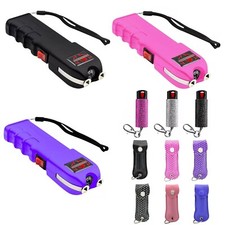 FIGHTSENSE Heavy Duty Rechargable StunGun withLED Flashlight &Pepper Spray COMBO picture