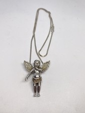 20” 17g 3D ANGEL DIAMOND ACCENT STAMPED 925 NECKLACE HIGH QUALITY BEAUTIFUL picture