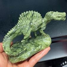 Spinosaurus Dinosaur Carving Handmade Gemstone Figurine Healing Crystal Decor picture