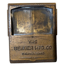 Vintage 1890s Berger Mfg Co Canton Ohio Adv Desk Paper Clip Calander Plated Iron picture
