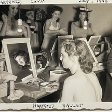 1940s Pretty Young Women Ballerina Dressing Room Mirror Reflection Vtg Photo picture