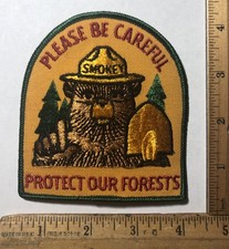 Vintage Smokey The Bear Patch Please Be Careful Protect Forests Park Ranger picture
