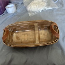 longaberger basket Hand Made Vintage 2 Compartments Plastic Insert 19th Century picture