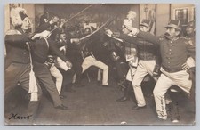 RPPC Military Sword Fight Play Stage Show Uniform Postcard c1910s picture