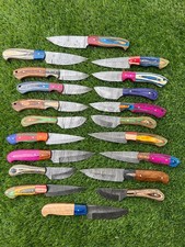 LOT OF 20PCS, 7-8'' FULL TANG DAMASCUS KNIVES, COLORED WOOD HANDLE WITH SHEATHS picture