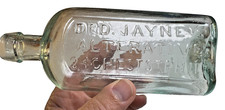 Antique 1850s Dr Jayne's 84 Chestnut Philadelphia Open Pontil Applied Top Bottle picture
