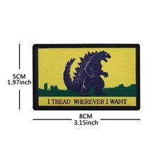 Godzilla Tread Wherever I Want Golf Ball Marker Novelty Hook Loop Patch Yellow picture
