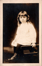 Postcard Real Photo RPPC Young Girl wearing Boots Sitting on Chair Unposted picture