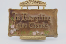 Near antique 1928 A E Mitchell cast metal bible verse plaque 1 Thessalonians5:18 picture