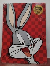 Vtg 1990s Bugs Bunny Looney Tunes Cartoon Classic Metal Sign 17.25x12.50  picture