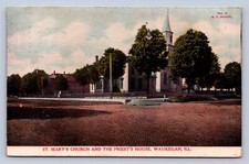 K7/ Waukegan Illinois Postcard c1910 St Mary's Church Priests Home 633 picture