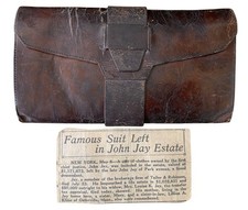 Antique 18th/19th Century John Jay Family Leather Wallet Folding Pocketbook picture