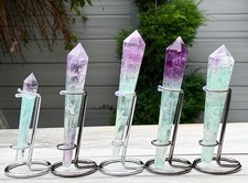 Wholesale 5 PCs Natural watermelon Fluorite Scepter W Stand Crystal Healing picture