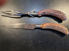 Antique LF&C Works Stag Handle Carving Knife & Fork Set picture