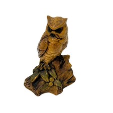Vintage Orzeck Terre Stone Carved Owl Miniature Figurine Brown Home Decor 3.5