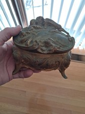 Antique Jennings Brothers JB 980 Art Nouveau Gilt Jewelry Casket Box Carnations picture