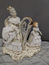 Stunning Vintage Dresden Germany Porcelain Lace Figurine Mother and Daughter picture