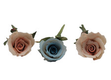Vintage Capodimonte Set of 3 Porcelain Rose Figurines Mario Puzo Italy picture