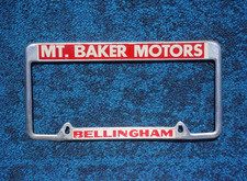 BELLINGHAM Washington License Plate DEALER FRAME - MT BAKER MOTORS picture