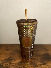 Starbucks Iridescent Studded Tumbler Cold Cup Gold Bronze Lid Straw 50th LIMITED picture