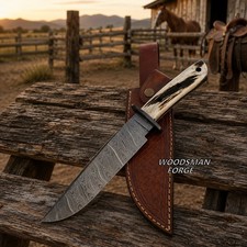 Handmade Damascus Steel Bowie Knife 12