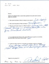 Al Smith Autographed Letter Chicago White Sox Baseball Legend Signature 1/5/97 picture