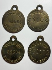 Lot Of 4 -1920's STUDEBAKER SOUTH BEND IN Automotive Automobile Brass Tags picture