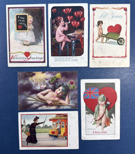 6 Valentine's Antique Postcards. Children, Angels. Hearts PUBL:Ullman picture