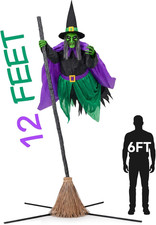 Halloween Decorations Outdoor - 12 Ft Animated Hovering Witch Animatronics picture