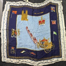 Vintage 1953 Queen Elizabeth II Coronation Scarf Scotland Royal Souvenir picture
