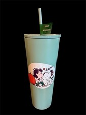 Starbucks Peanuts Snoopy & Lucy Green Tumbler Cup with Lid & Straw 2026 New picture