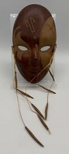 Vintage Zimbabwe Ceramic Decorative Mask Looks Like Wood With Cords picture