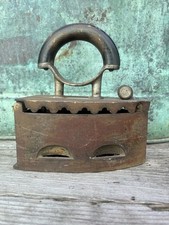 Antique Charcoal Sad Iron Box Iron Wood Handle Vented Coal Heated Hungarian picture