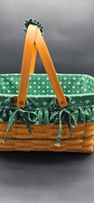 1996 Longaberger Large Market Basket Complete Set Heritage Green Liner Protector picture