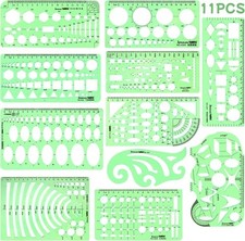 11PCS Geometric Drawings Templates, Drafting Stencils Measuring Tools,...  picture