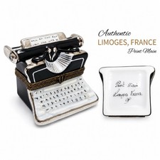 Authentic Limoges France Peint Main Vintage Typewriter Trinket Box Writer picture