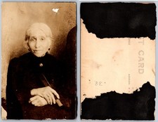 Elderly Woman Portrait Dark Dress Postcard picture
