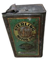 Rare Square Sterling Oil Can 5 Gallon.  Five picture