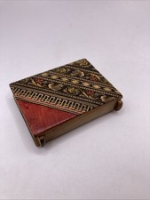 Antique c1900 Tunbridge Ware Vesta Case Wood Mosaic Match Safe Book Form picture