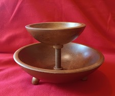 1960's Vint. Woodcrafters Wood  2  Pc. Salad Chip & Dip Bowl 11