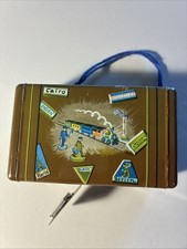 ✅ 1955🇩🇪VINTAGE SUITCASE TIN COIN BANK West Germany LITHOGRAF LABELS OF WORLD picture