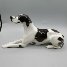 Vintage Lomonosov Russia Porcelain Setter Dog black spot Figurine Soviet Era 12