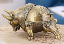 Vintage Bull Ashtray with Lid Cigar Cigarettes Metal Ashtray Windproof Ash Tray picture