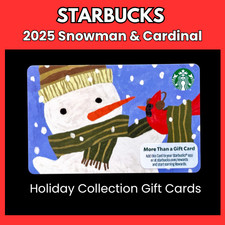 2025 SNOWMAN & CARDINAL  STARBUCKS Holiday Christmas Collectible Cards picture