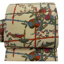 JAPANESE KIMONO BELT NAGOYA OBI BEIGE PURE SILK D7355 picture